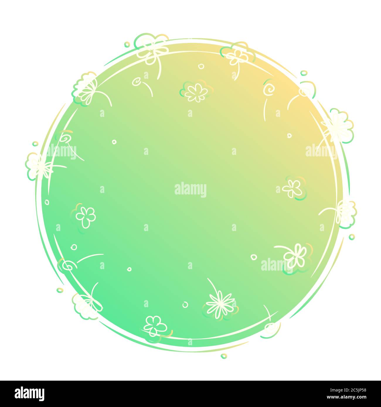 Bannière modèle ronde estivale. Forme de décoration florale plate avec texte vide. Étiquette web abstraite verte avec espace de copie. Illustration vectorielle simple à ressort, isolée sur une carte blanche. Cadre de couleur Illustration de Vecteur Bannière modèle ronde estivale. Forme de décoration florale plate avec texte vide. Étiquette web abstraite verte avec espace de copie. Illustration vectorielle simple à ressort, isolée sur une carte blanche. Cadre de couleur Illustration de Vecteur
