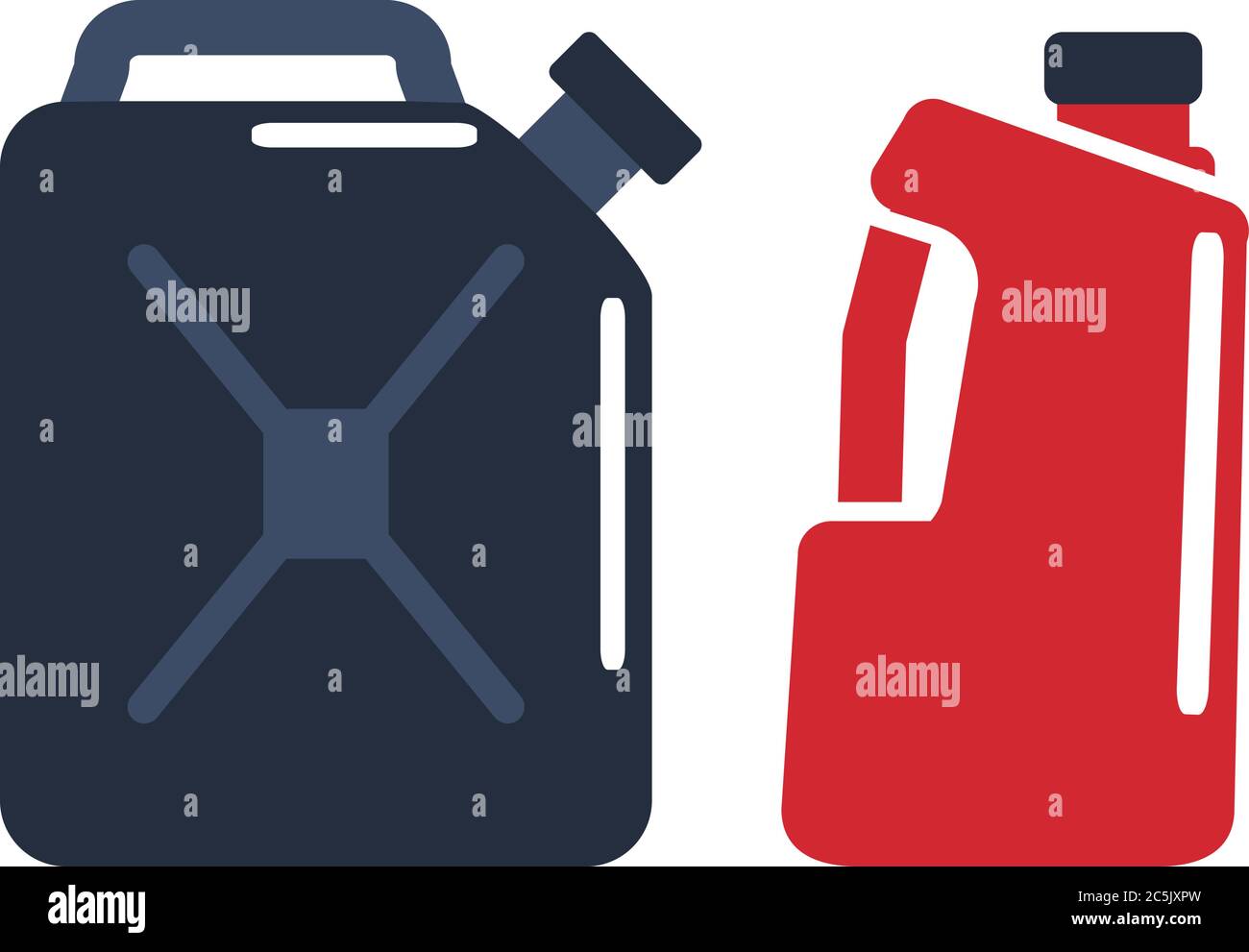 Huile moteur et bidon de jerrycan vierge de gassoline icône en forme de plat. Illustration simple Vector de différents canisters avec huile moteur isolée Illustration de Vecteur