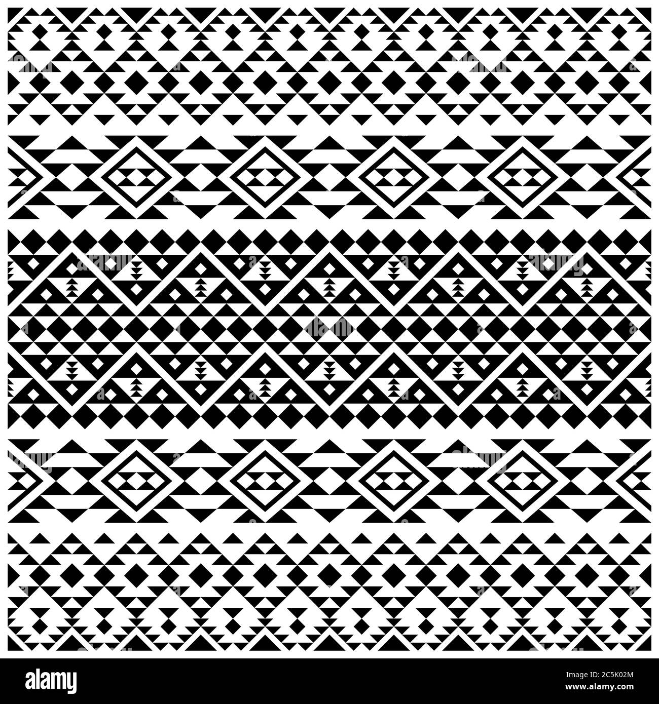 Motif tribal traditionnel vectoriel en noir et blanc Banque D'Images