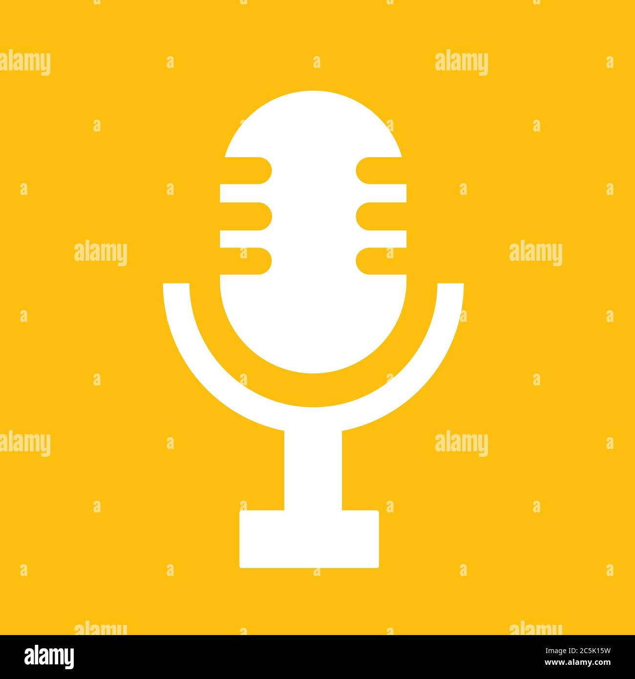 Icône microphone. Pour les sites Web et les applications. Image sur fond jaune. Illustration vectorielle à ligne plate. Illustration de Vecteur