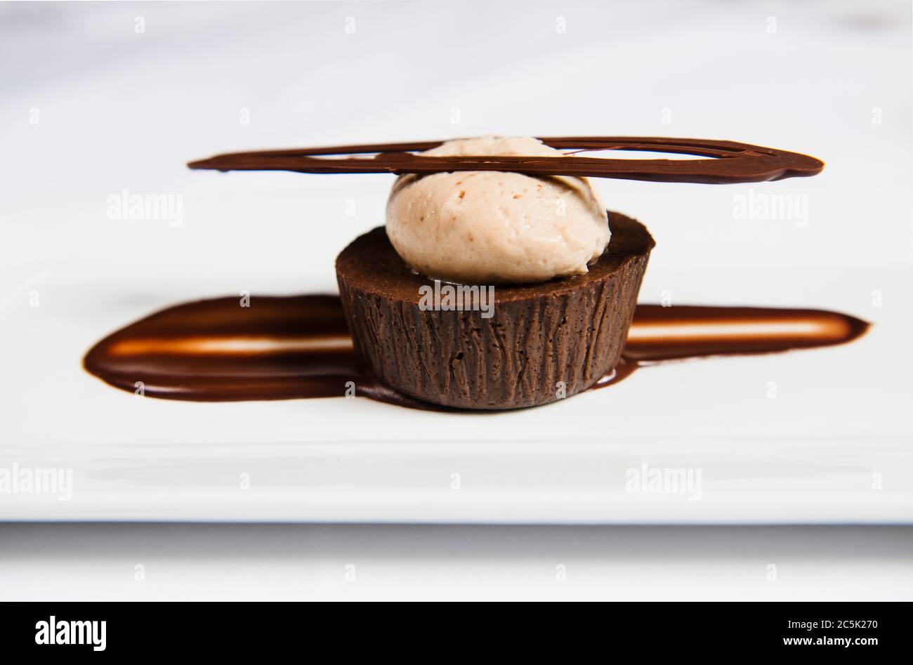 Dessert au chocolat gastronomique Banque D'Images