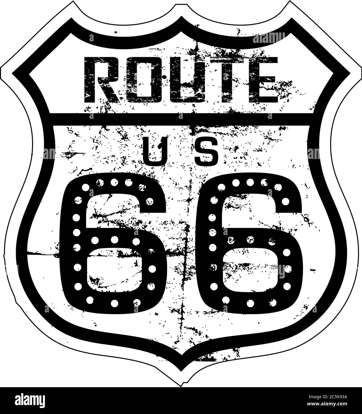Route 66 panneau, roadsign grungy vieilli, style rétro, illustration vectorielle Illustration de Vecteur