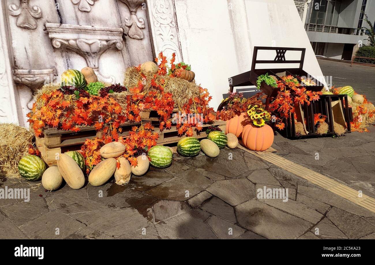 Échantillons de produits agricoles dans la rue Banque D'Images
