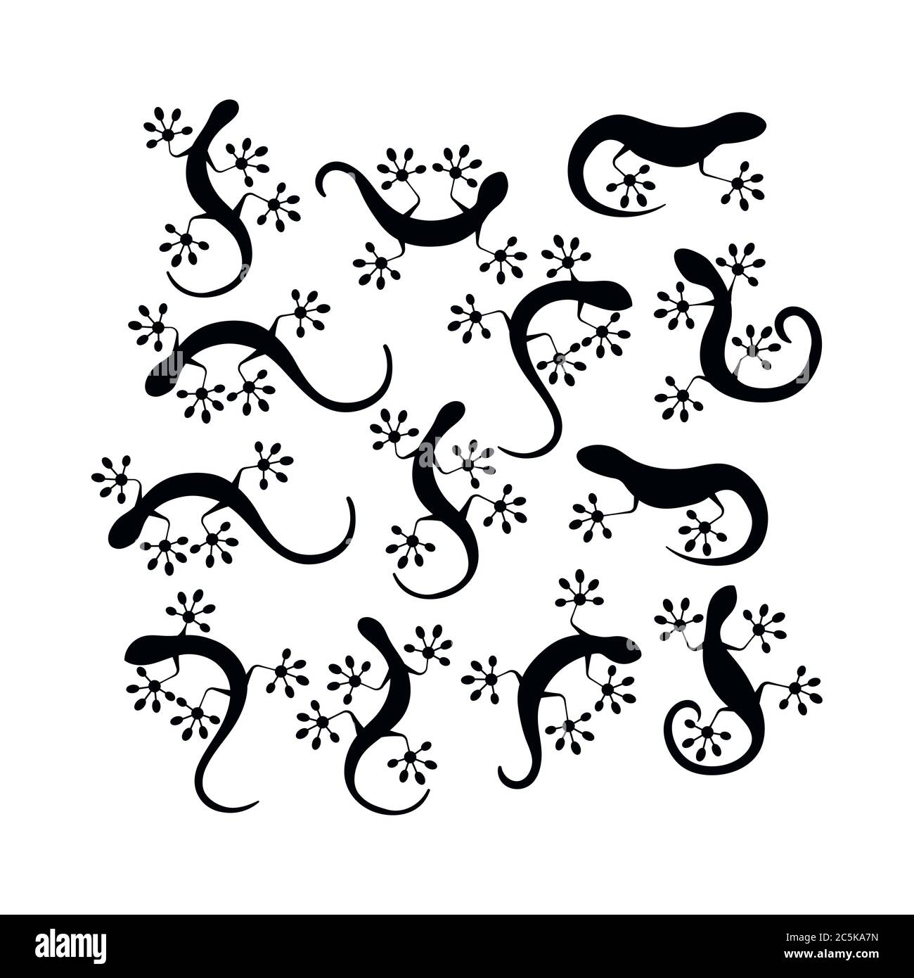 Ensemble d'icônes de silhouette de balck grimpant de lézard isolé sur fond blanc. Illustration de Vecteur