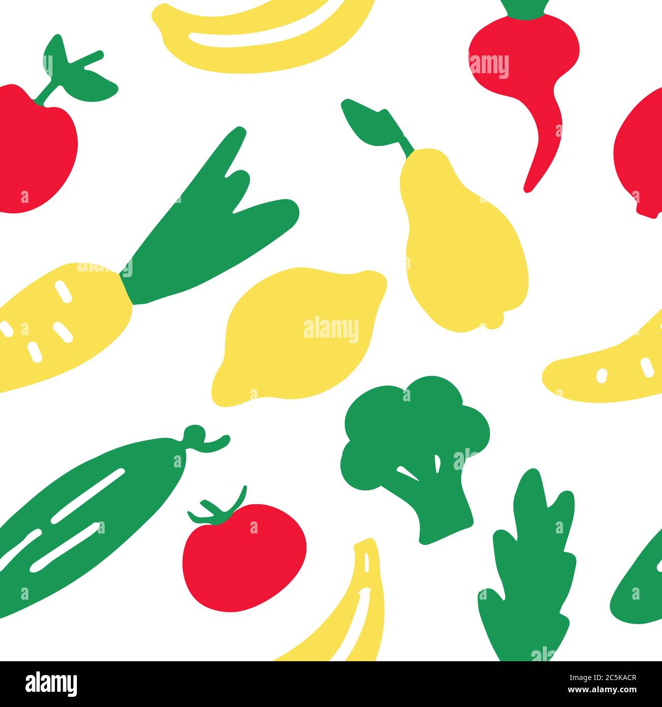 Un ensemble de fruits et légumes dessinés à la main. Collection de nourriture Doodle. Motif sans couture. Illustration de Vecteur