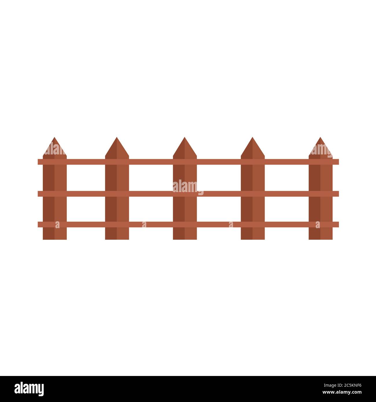 Clôture en bois marron sur fond blanc. Illustration vectorielle de style plat tendance. SPE 10. Illustration de Vecteur