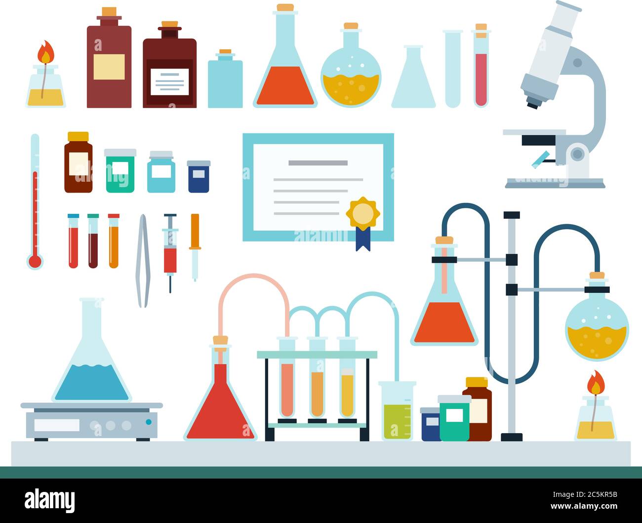 Jeu d'illustrations vectorielles plates de laboratoire médical. Illustration de Vecteur