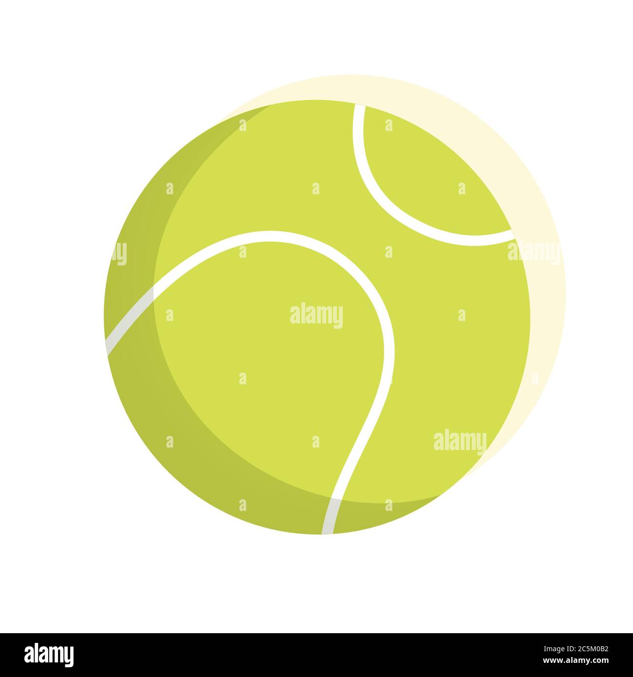 Raquette de tennis avec boule jaune sur fond blanc. Illustration vectorielle de style plat tendance. SPE 10 Illustration de Vecteur