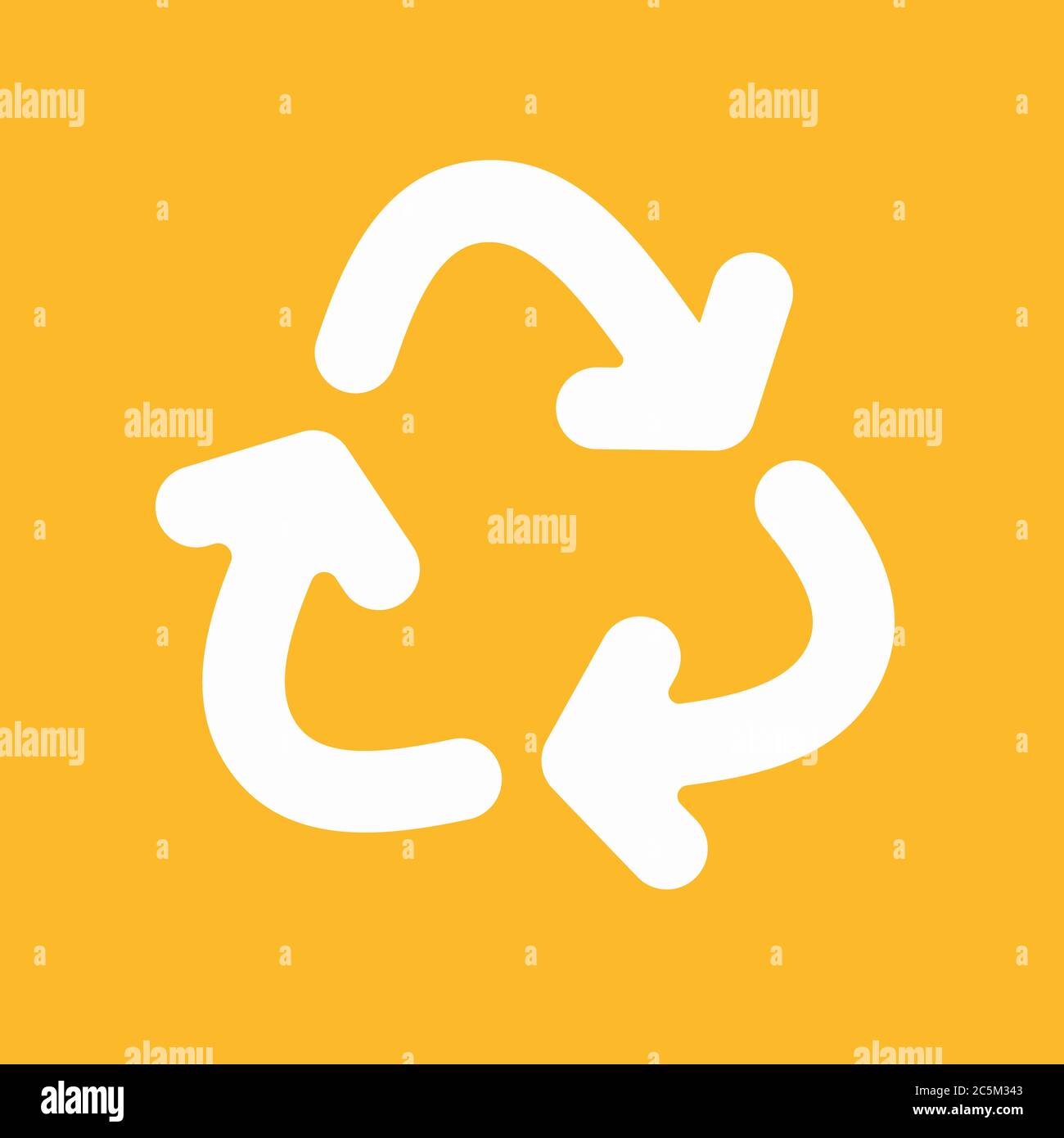 Symbole de vecteur de cycle de recyclage isolé sur fond jaune. Illustration vectorielle. SPE 10. Illustration de Vecteur