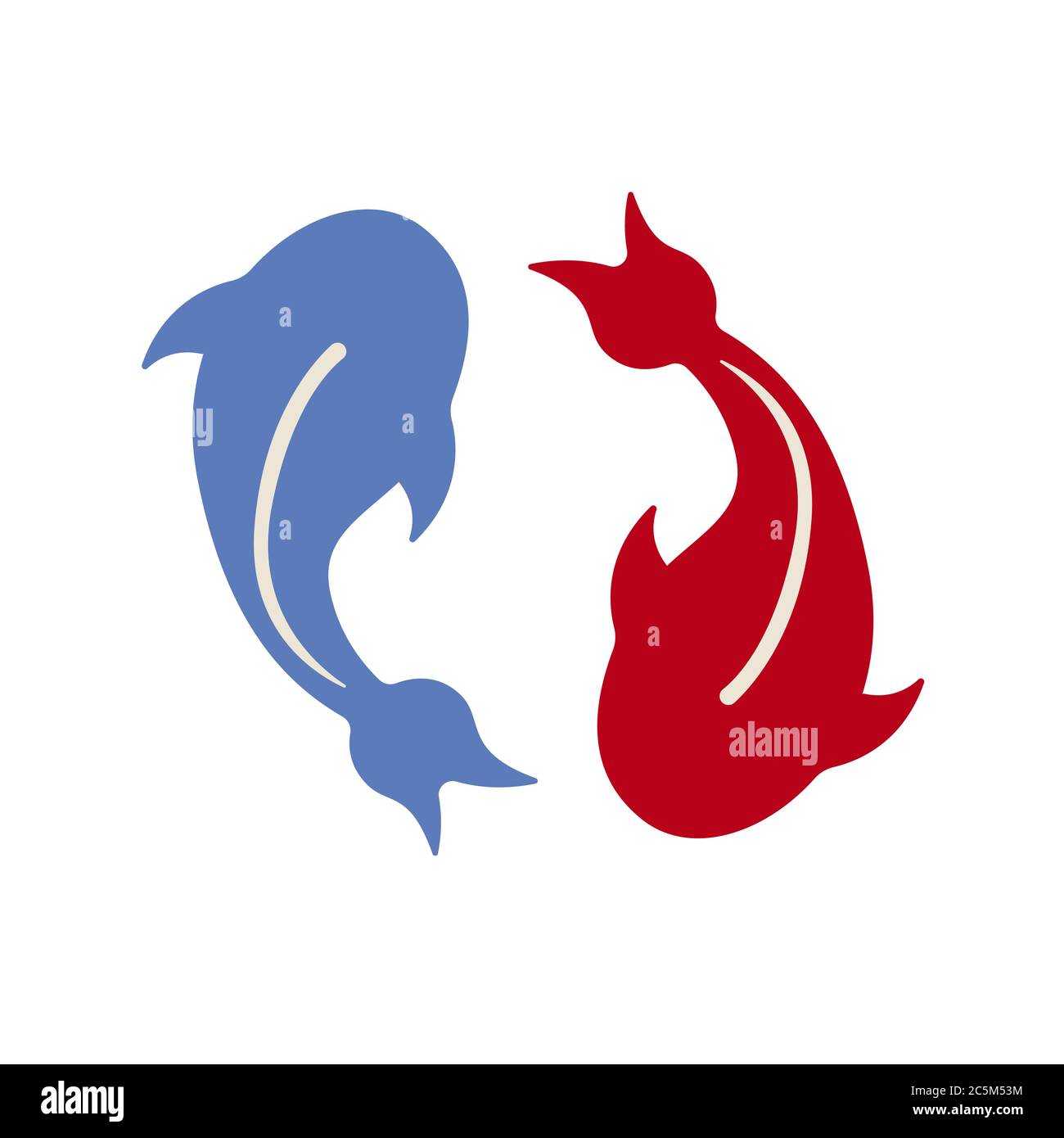 Yin Yang Koi icône de poissons isolés sur fond blanc. Style plat tendance pour le design graphique, site Web. Illustration vectorielle EPS 10 Illustration de Vecteur