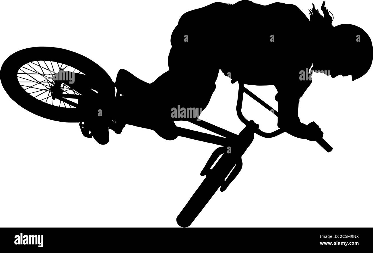 Silhouette graphique vectorielle de cycliste BMX Illustration de Vecteur