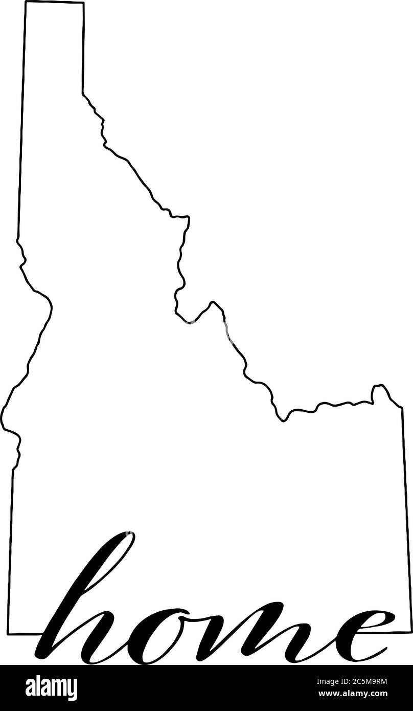Carte de l'État de l'Idaho avec le mot home écrit dans le contour, isolé sur fond blanc Illustration de Vecteur