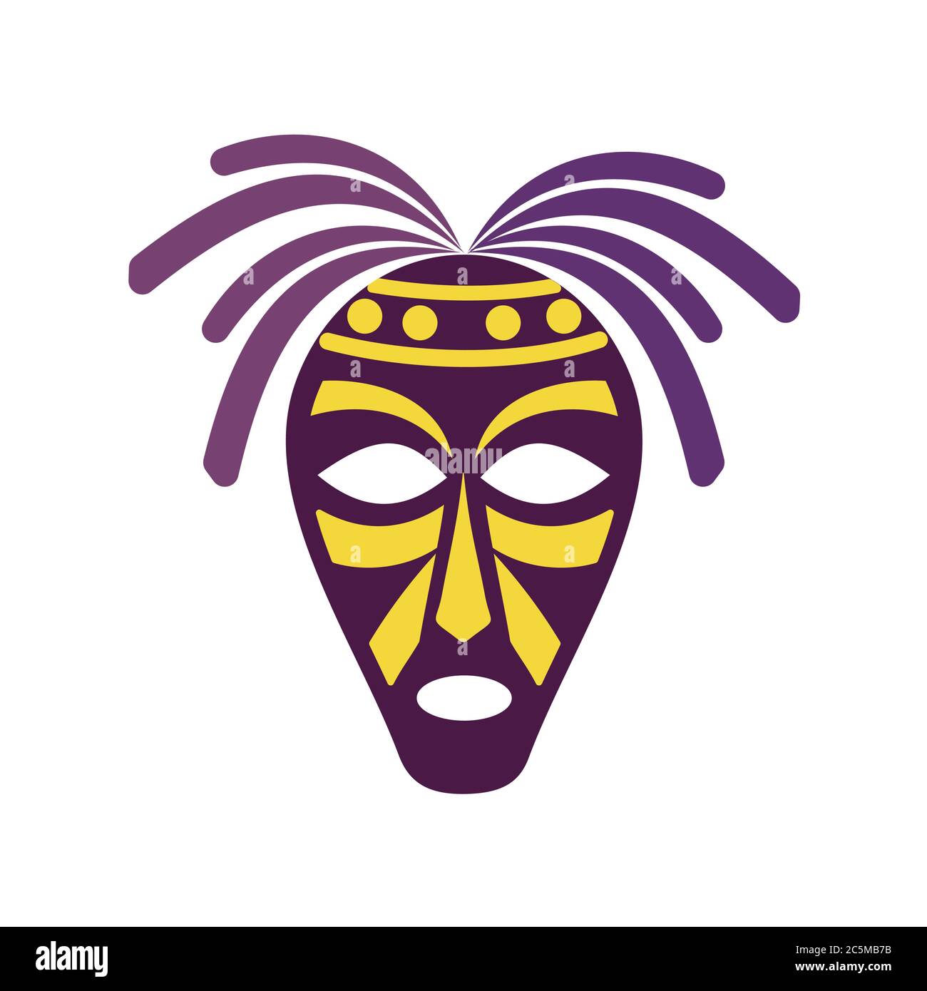 Masque africain tribal sur fond blanc. Illustration vectorielle de style plat tendance. SPE 10 Illustration de Vecteur