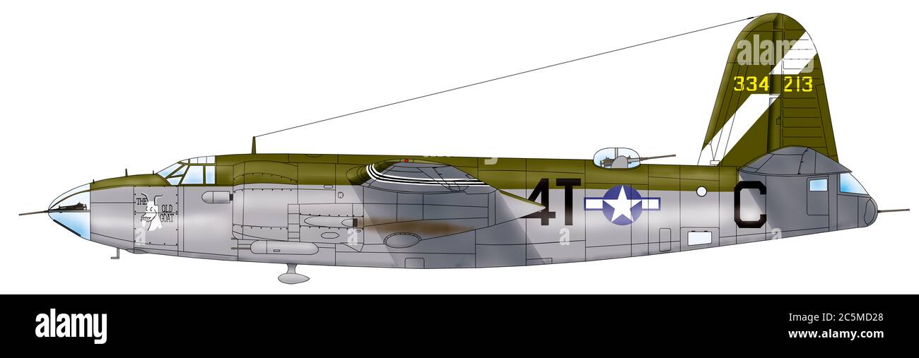 Martin B-26G-1-ma Marauder 'The Old Goat' (43-34213), 585e Escadron de bombardement 394e Groupe de bombardement IX Commandement de l'bombardier neuvième Force aérienne USAAF, 1944 Banque D'Images