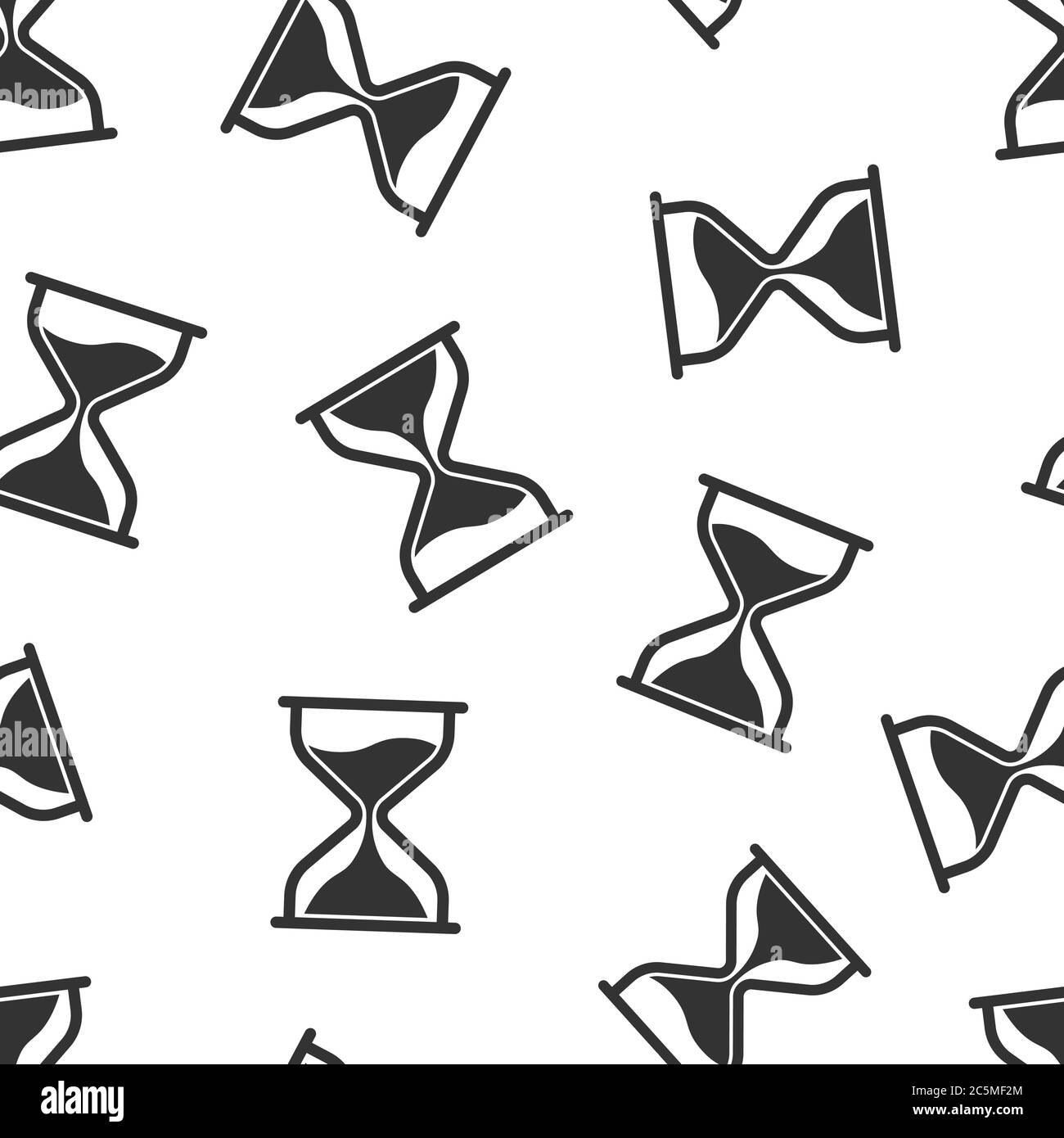 Icône HourGlass de style plat. Illustration vectorielle en verre de sable sur fond blanc isolé. Concept commercial de modèle d'horloge sans couture. Illustration de Vecteur