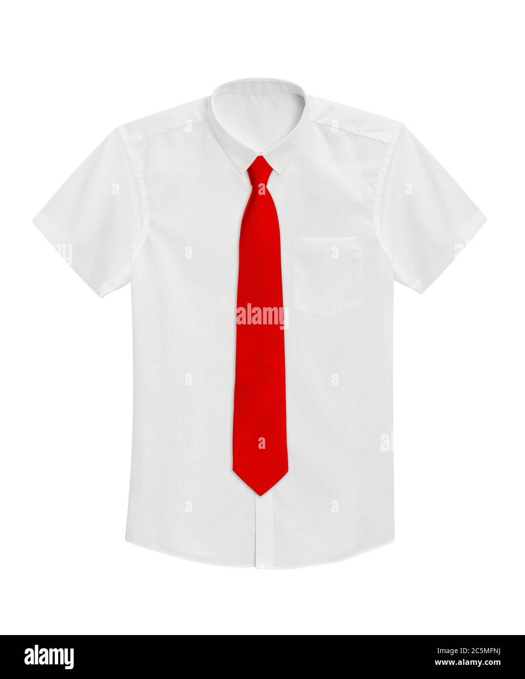 Chemise blanche avec cravate rouge isolée sur fond blanc avec passe-cheveux  Photo Stock - Alamy