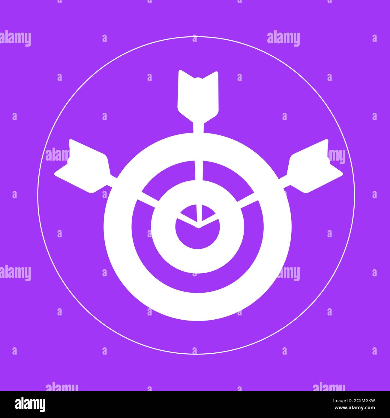 Icône cible isolée sur fond violet. Illustration vectorielle. Illustration de Vecteur