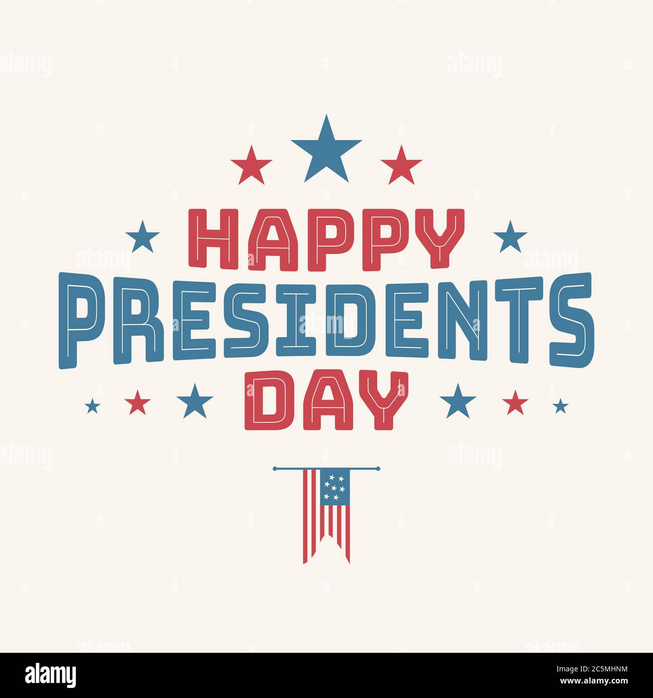 Lettre vintage Happy Presidents Day avec drapeau américain. Illustration vectorielle texte dessiné à la main pour la journée des présidents aux États-Unis. Illustrateur vectoriel Illustration de Vecteur