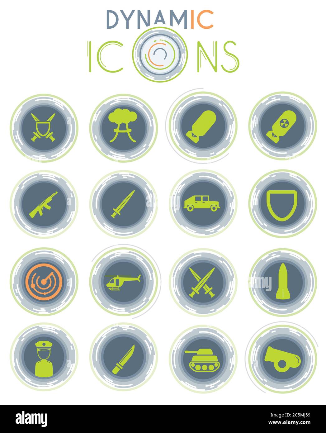 Icônes dynamiques militaires Illustration de Vecteur