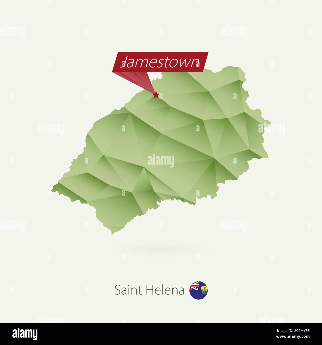 Carte de la SainteHélène avec la capitale Jamestown, à gradient vert