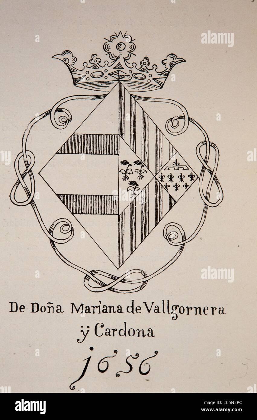 EX-LIBRIS, MARIANA VALLGORNERA., 1656. Banque D'Images