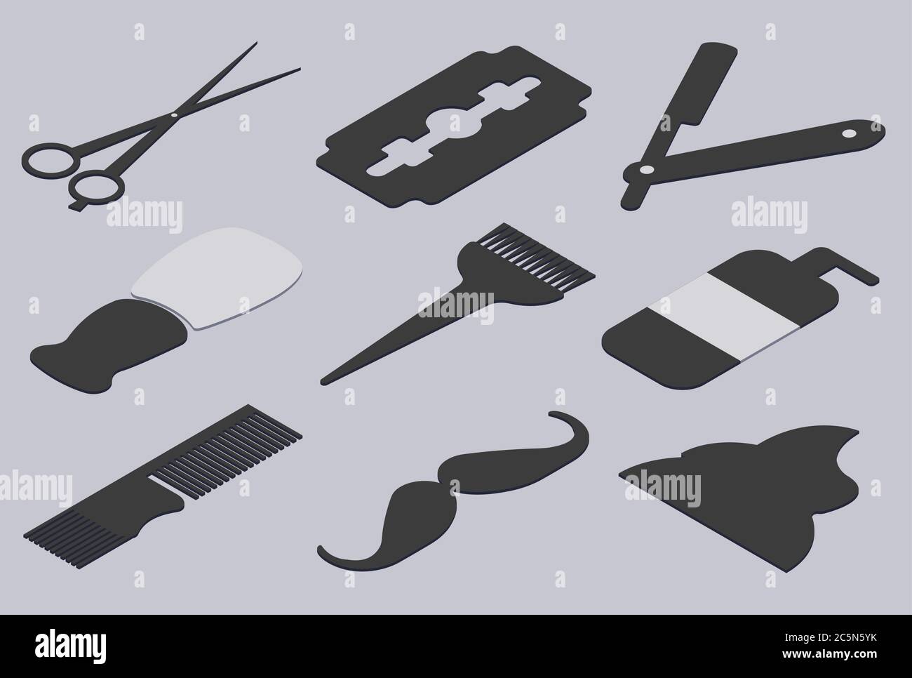 Ensemble de symboles noir et blanc barbershop Illustration de Vecteur