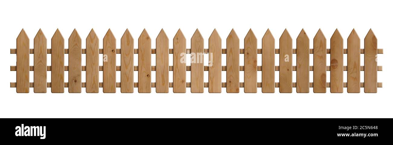 Longue clôture en bois isolée sur fond blanc Banque D'Images Longue clôture en bois isolée sur fond blanc Banque D'Images