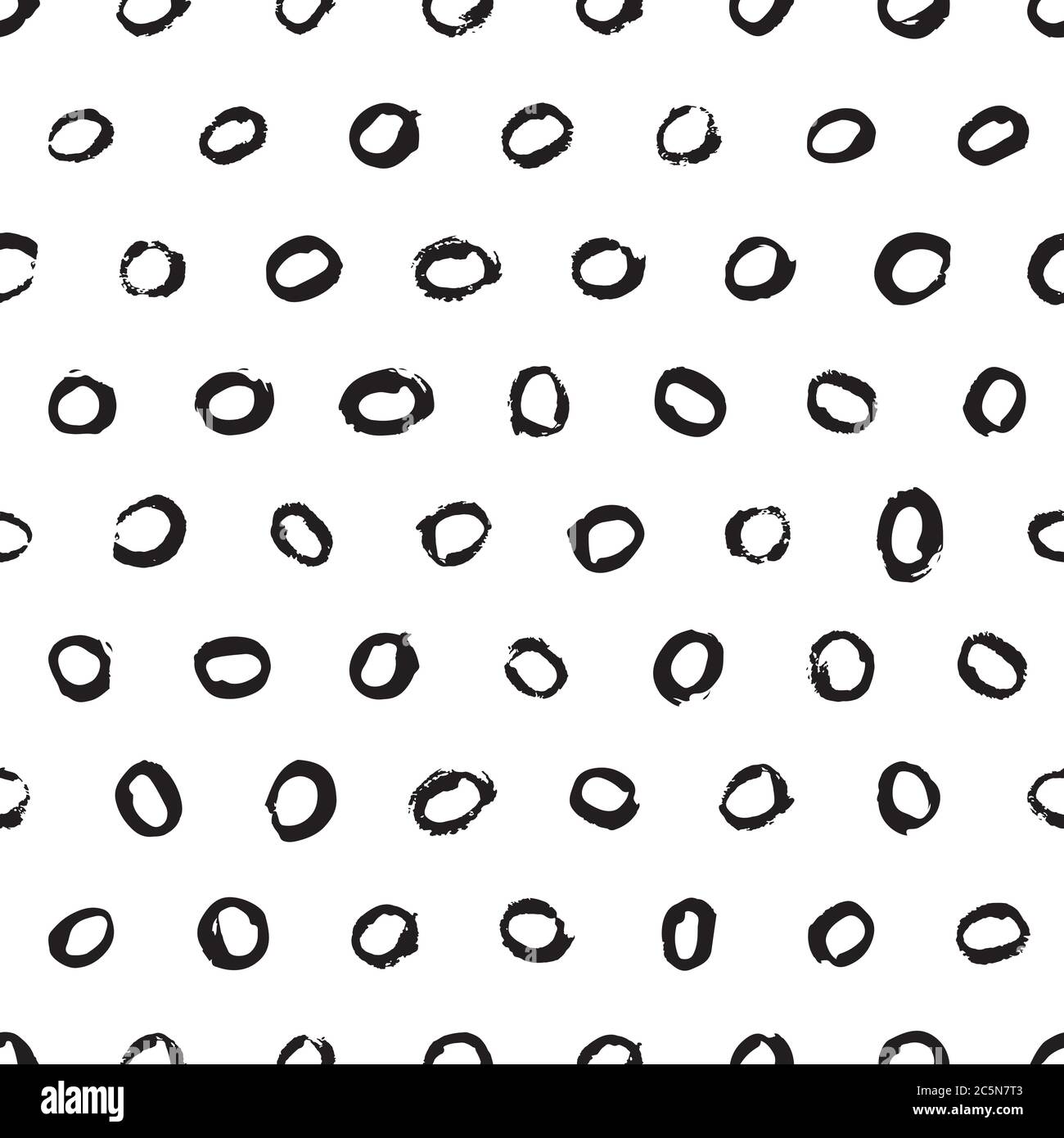 Aquarelle ou encre abstraite noir blanc taches motif sans couture. Cercle à pois grunge texture arrière-plan. Tissu dessiné à la main, textile de mode Illustration de Vecteur