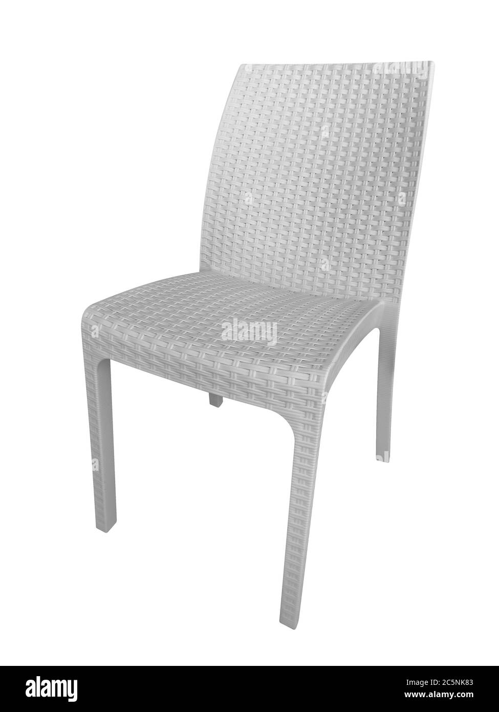 Chaise blanche en osier isolée avec un chemin de coupure Banque D'Images