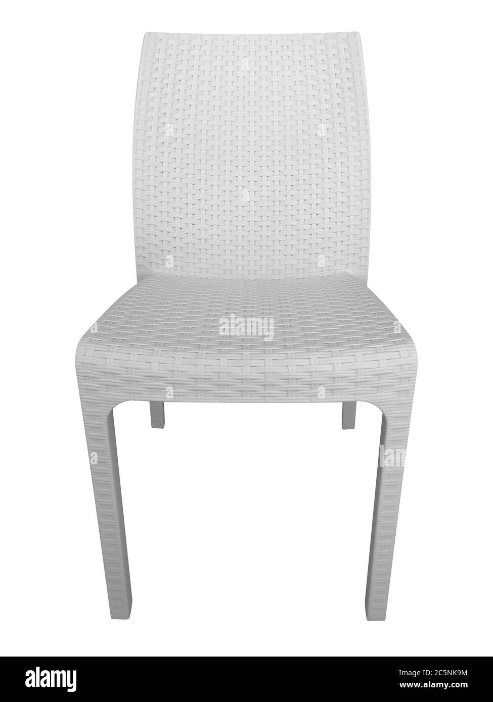 Chaise blanche en osier isolée avec un chemin de coupure Banque D'Images