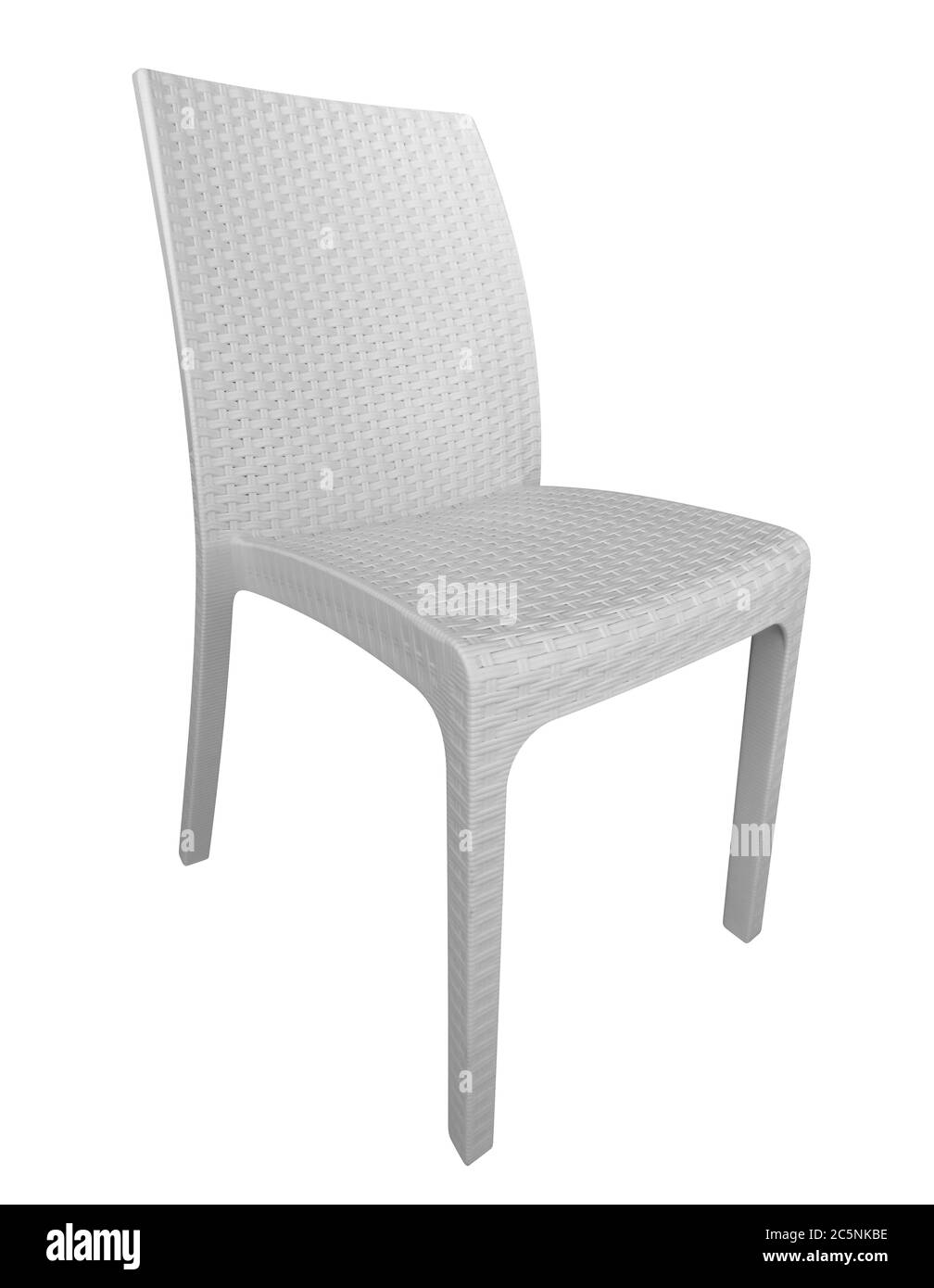 Chaise blanche en osier isolée avec un chemin de coupure Banque D'Images