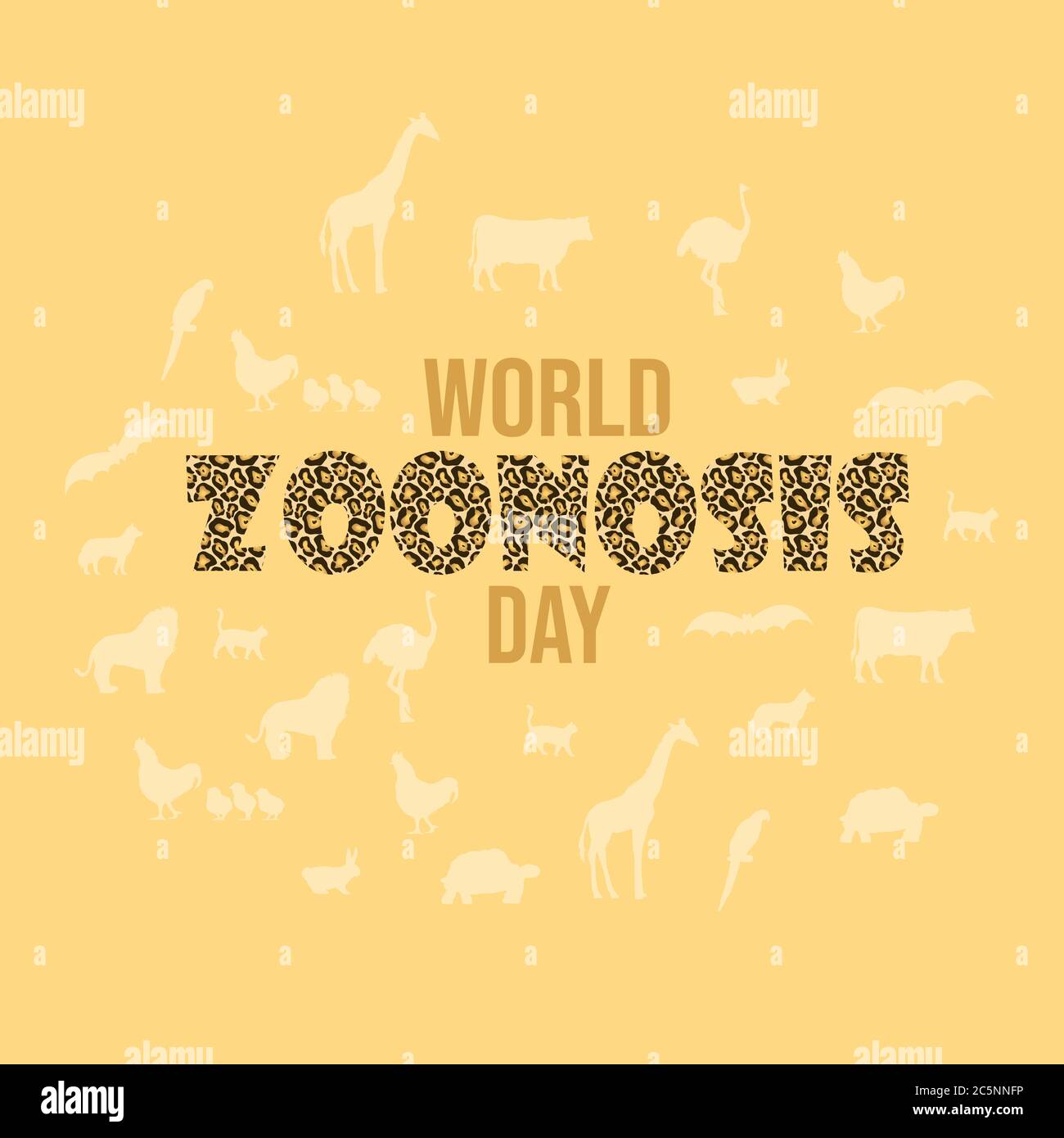 Journée mondiale des zoonoses, affiche des animaux, fond de message d'accueil, vecteur d'illustration Illustration de Vecteur