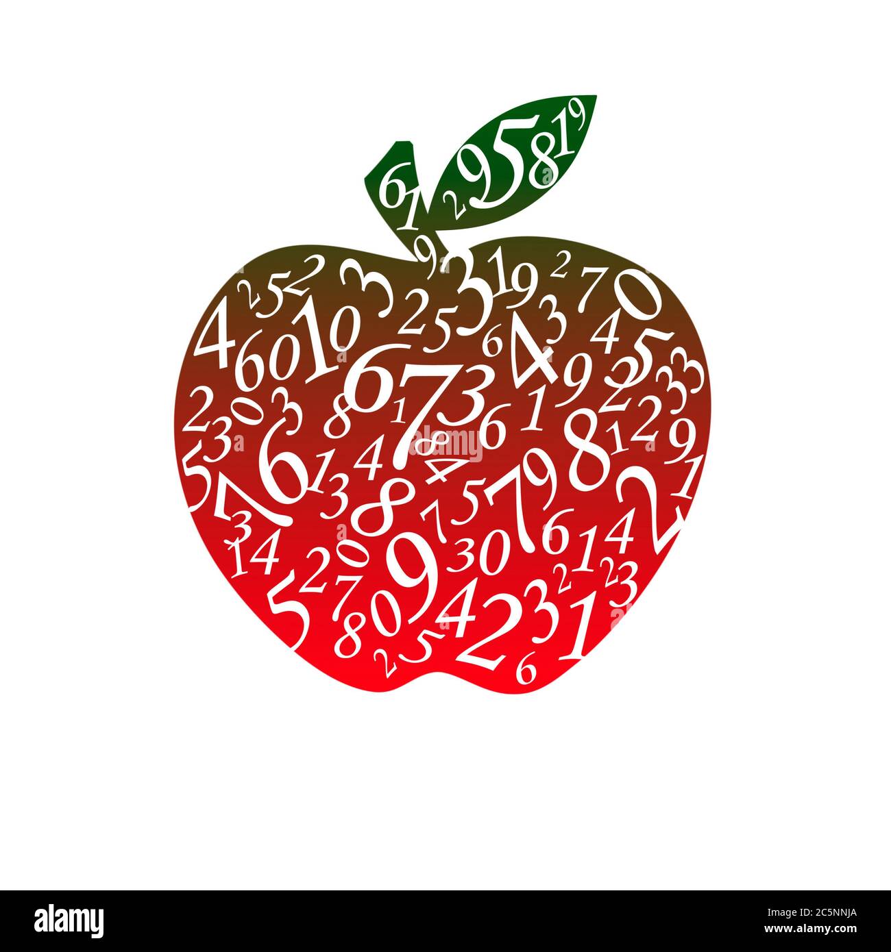 Beaucoup de chiffres sous forme de pomme. Le fond blanc isolé. Banque D'Images