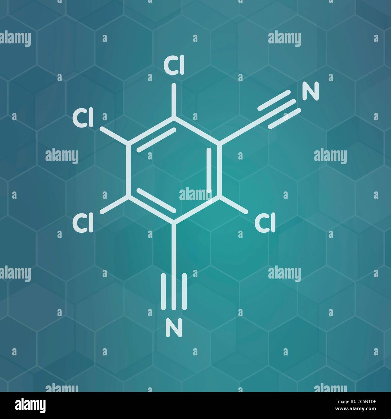 Le chlorothalonil molécule de pesticide. Formule topologique. Banque D'Images