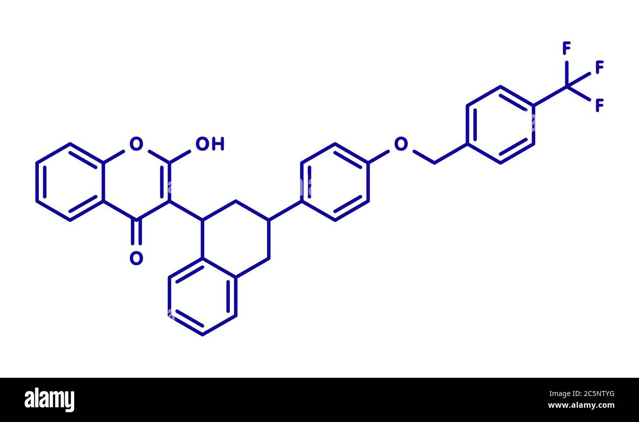 Rodenticide flocoumafène (molécule antagoniste de la vitamine K). Formule topologique. Banque D'Images