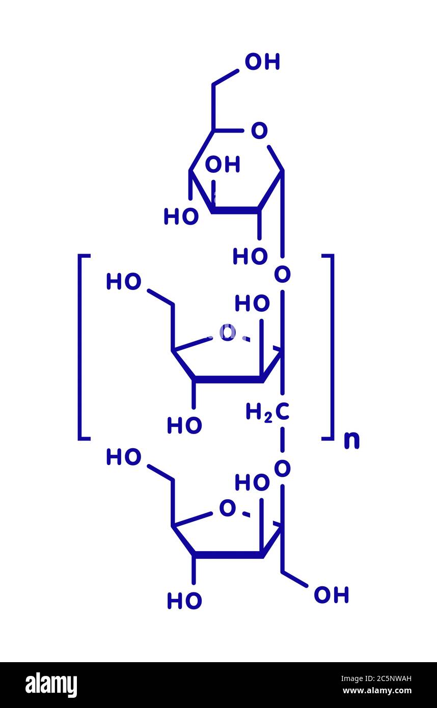 L'inuline, structure chimique. Sweet, glucides indigestibles, présent dans la chicorée et nombre d'autres plantes. Formule topologique. Banque D'Images
