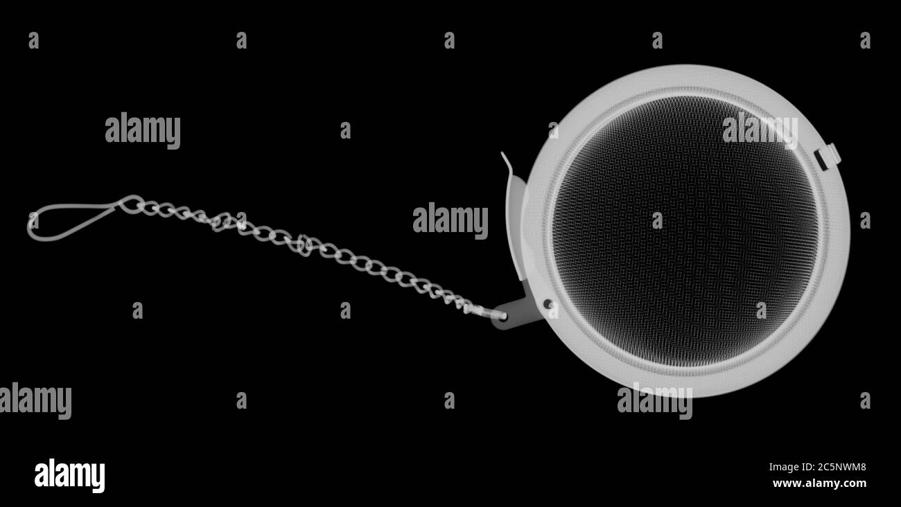 Boule de thé et tamis à chaîne, rayons X. Banque D'Images