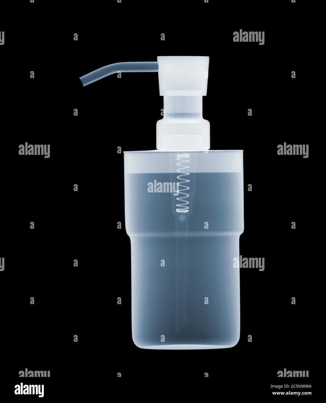 Distributeur de pompe à savon, rayons X. Banque D'Images