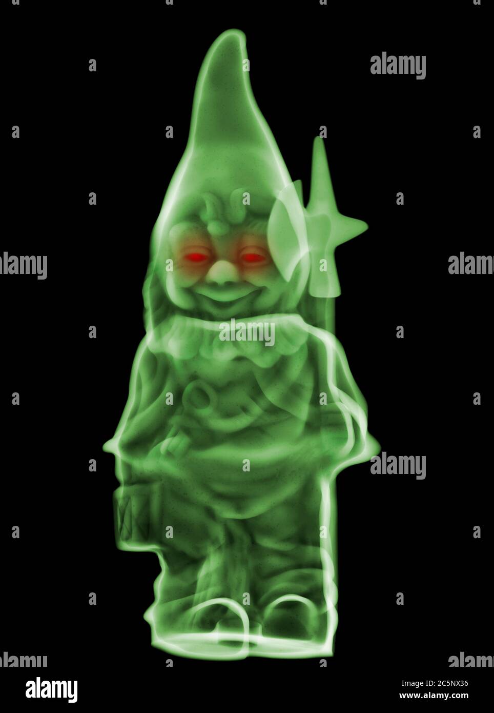 Gnome de jardin, rayons X colorés. Banque D'Images