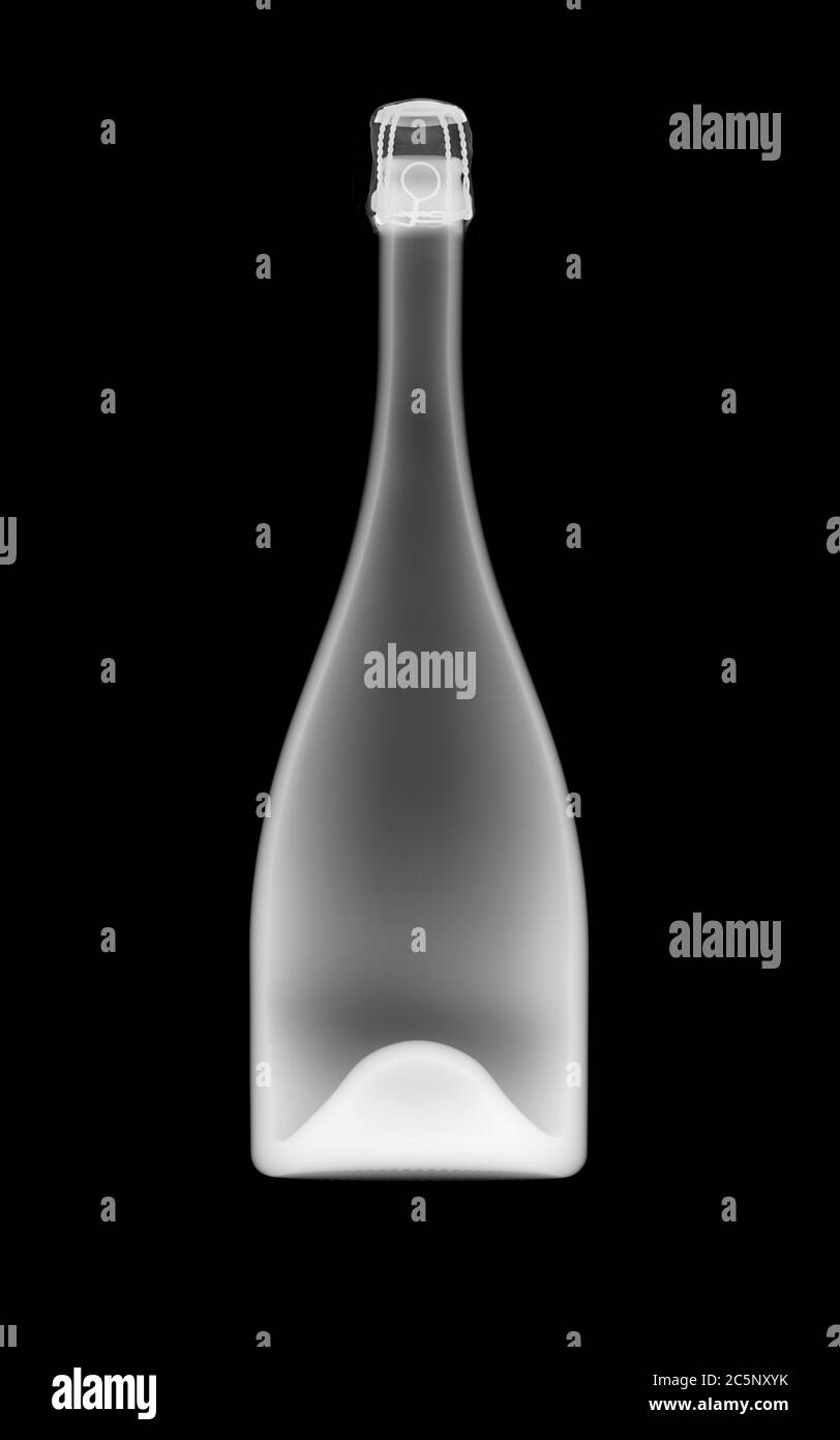 Bouteille de champagne, rayons X. Banque D'Images