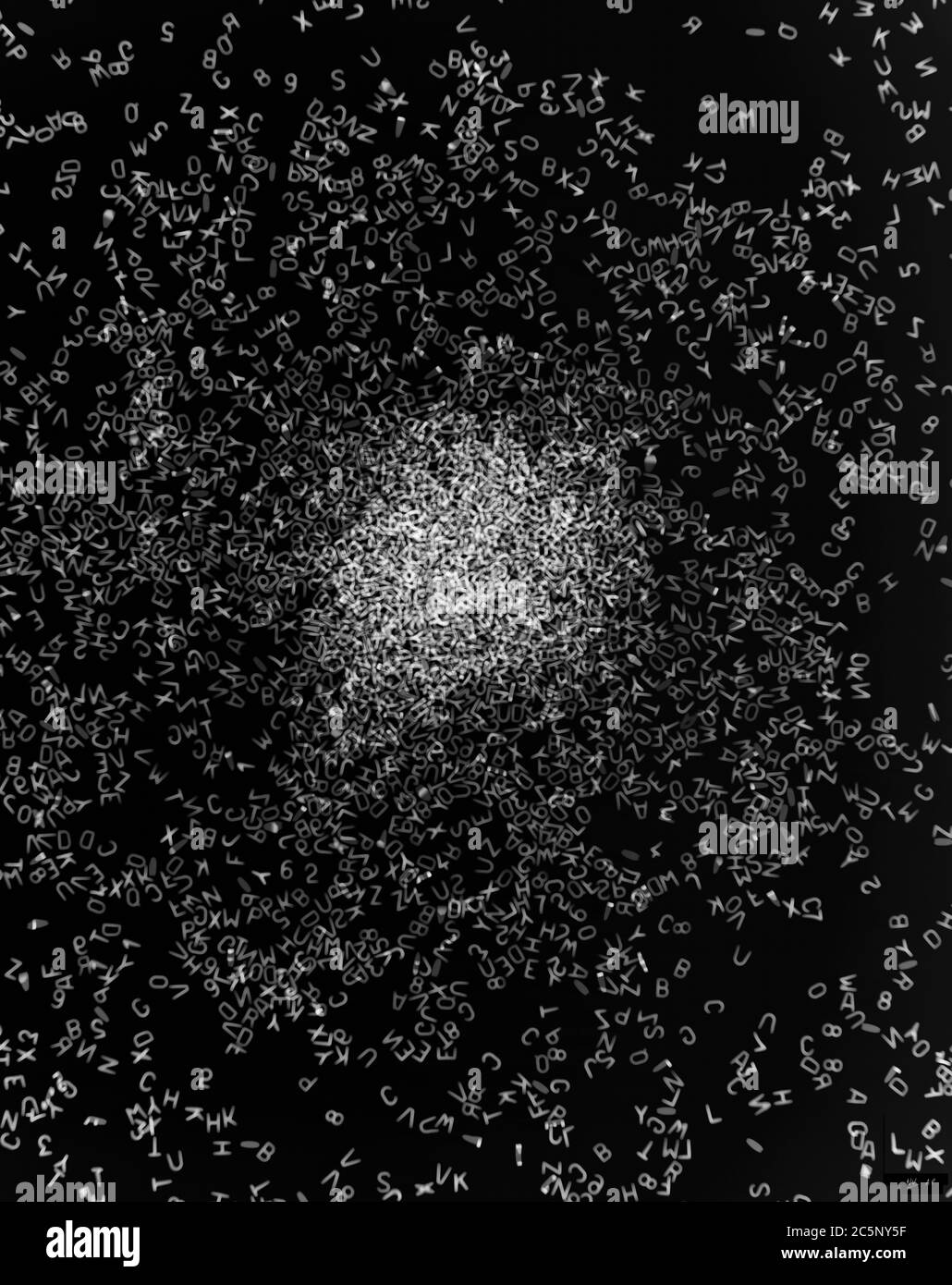 Lettres et chiffres en plastique, rayons X. Banque D'Images