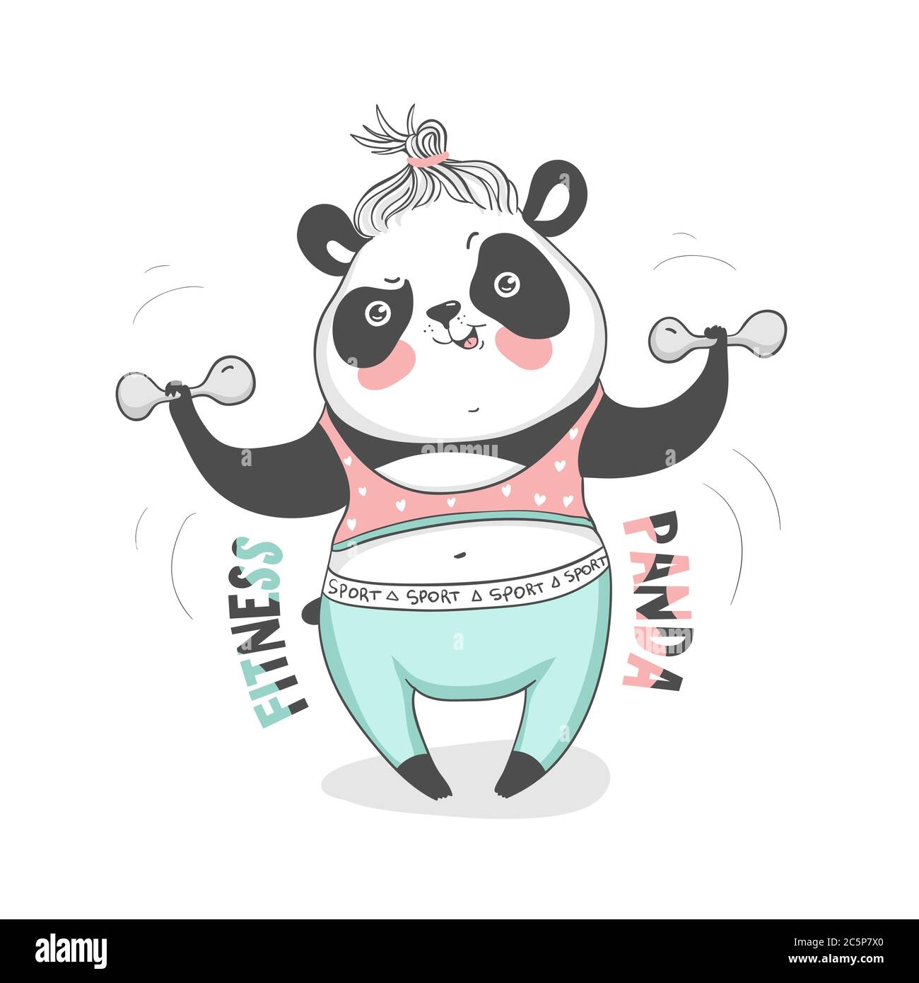 Panda de fitness en vêtements de sport, design pour votre t-shirt, poster, tasse, sac et autre vecteur EPS 10 Illustration de Vecteur