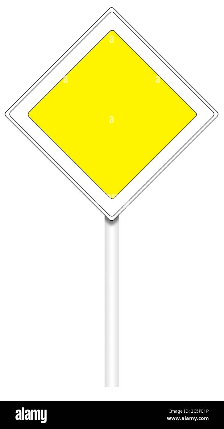 Panneau de signalisation d'avertissement isolé sur blanc, illustration - la route principale Banque D'Images