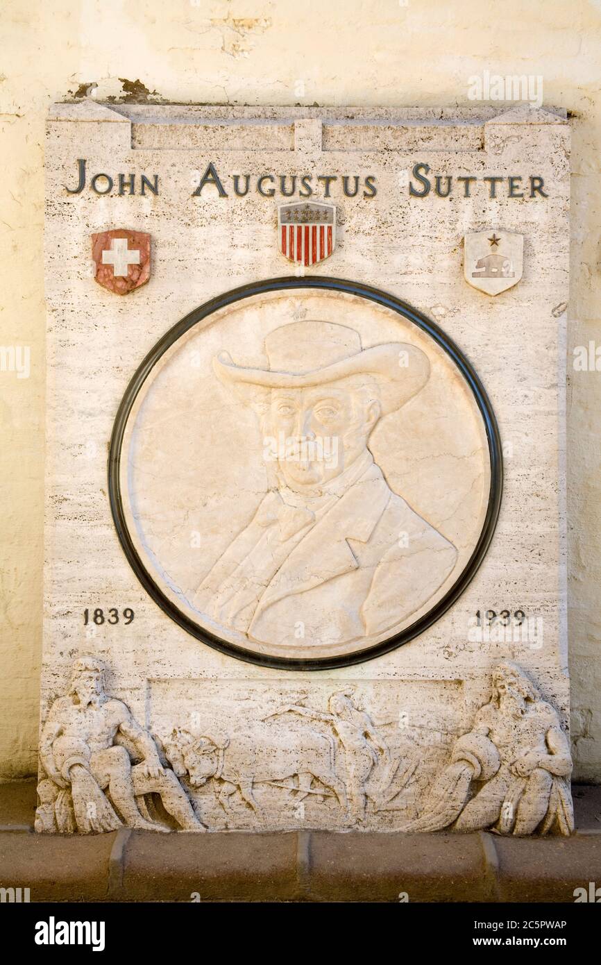 Pierre de tête dans le parc historique national de Sutter fort, Sacramento, Californie, États-Unis Banque D'Images