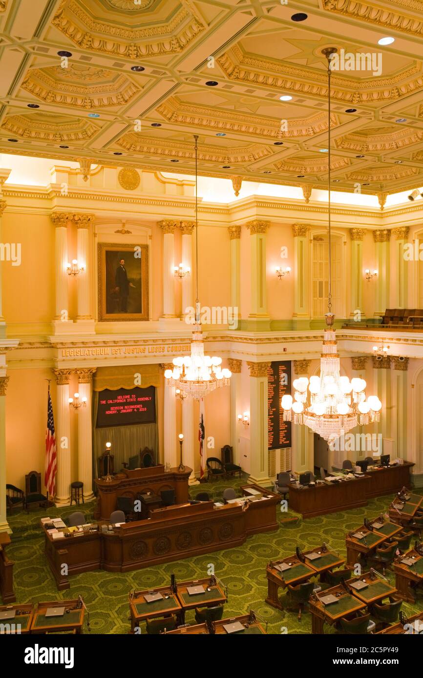 Assemblée Générale de l'État dans le State Capitol Building, Sacramento, Californie, USA Banque D'Images