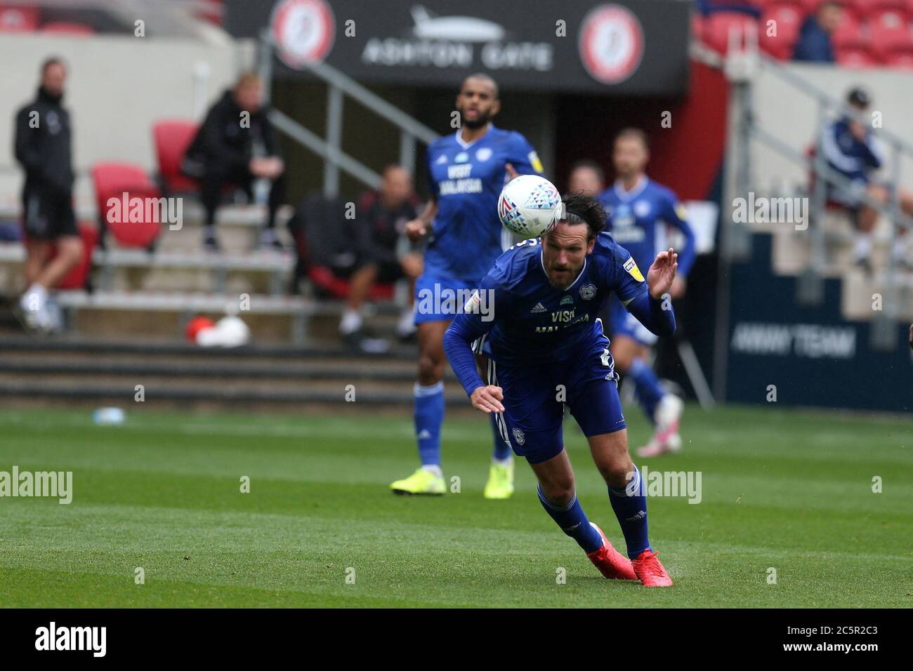 Bristol, Royaume-Uni. 04e juillet 2020. Sean Morrison de Cardiff ville en action. Match de championnat EFL Skybet, Bristol City et Cardiff City au stade Ashton Gate de Bristol le samedi 4 juillet 2020. Cette image ne peut être utilisée qu'à des fins éditoriales. Usage éditorial uniquement, licence requise pour un usage commercial. Aucune utilisation dans les Paris, les jeux ou les publications d'un seul club/ligue/joueur. photo par Andrew Orchard/Andrew Orchard sports Photography/Alamy Live News crédit: Andrew Orchard sports Photography/Alamy Live News Banque D'Images