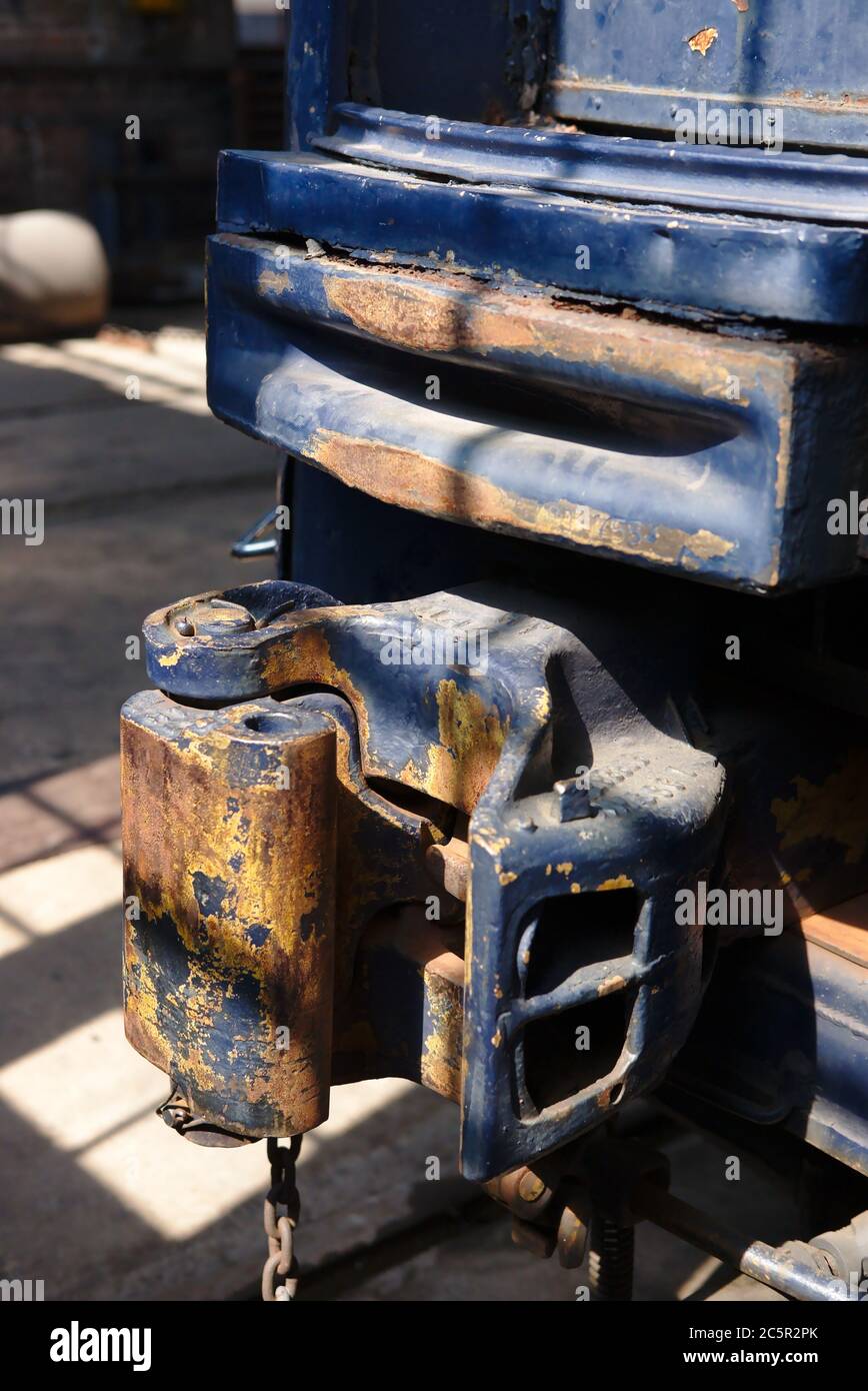 Attelage de wagons de marchandises exposés au B&O Railroad Museum, Baltimore, Maryland, États-Unis. Banque D'Images