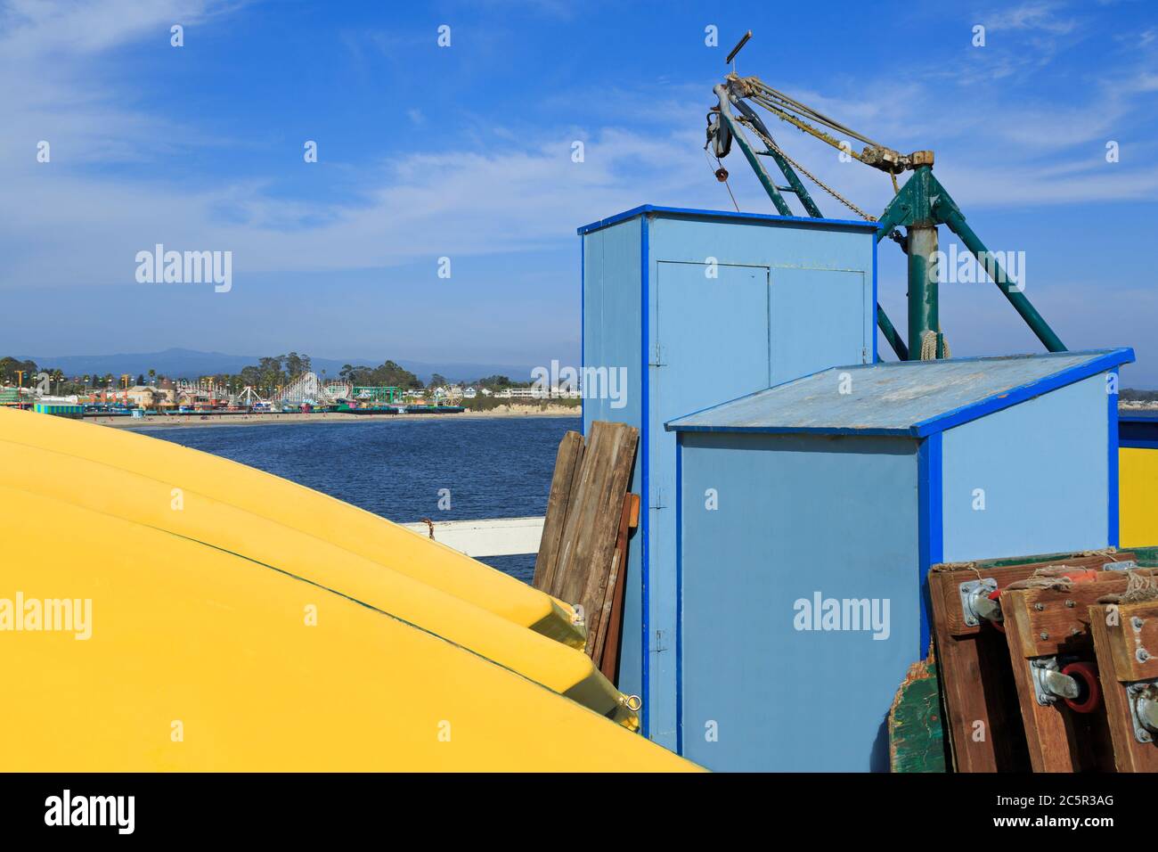 Location de bateau sur le quai municipal, Santa Cruz, Californie, États-Unis Banque D'Images