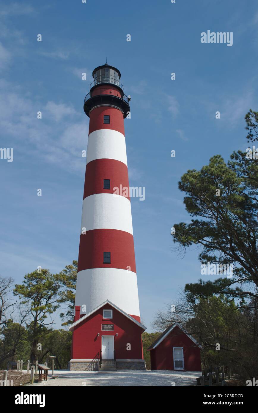 Phare de l'île Assateague, île Chincoteague, Virginie. Banque D'Images