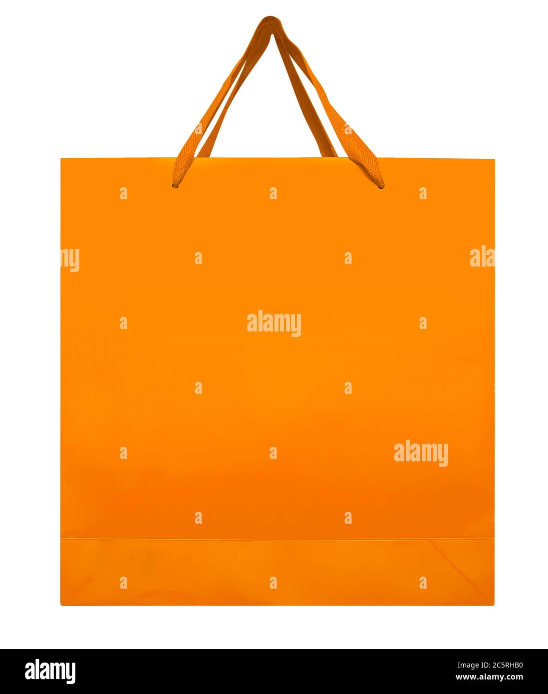 Sac de papier orange isolé sur fond blanc. Masque inclus. Banque D'Images